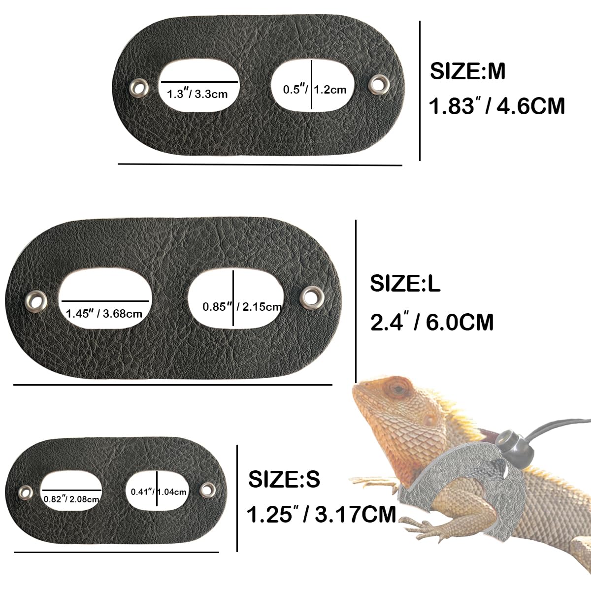 WEVONIGU harness set in S/M/L keeps growing reptiles secure.