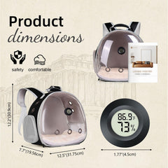 WEVONIGU carrier with reptile thermometer and humidity gauge for real-time checks.