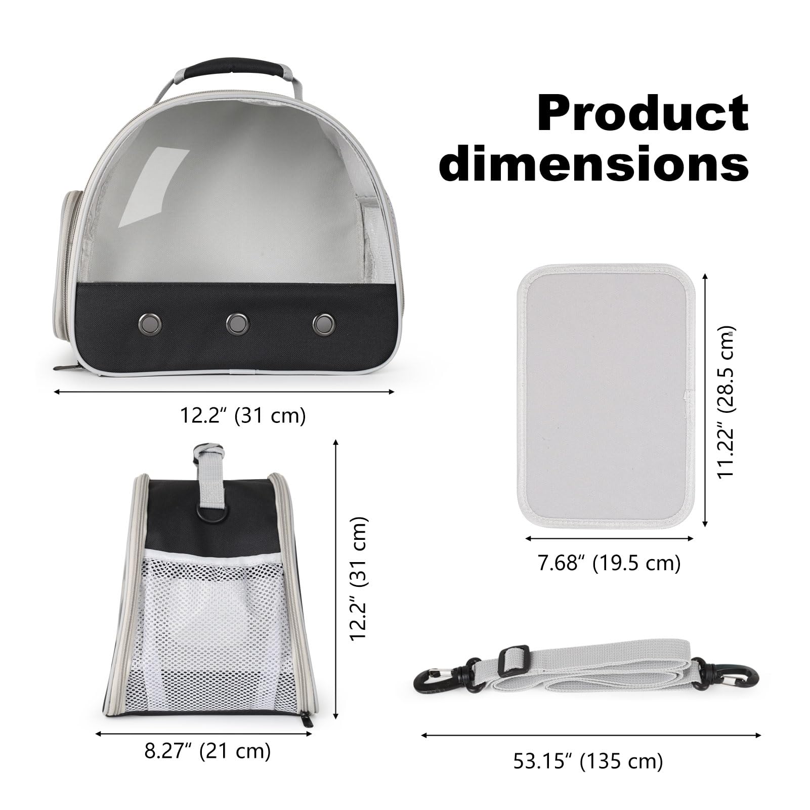 WEVONIGU small animal travel carrier side window for convenient access.