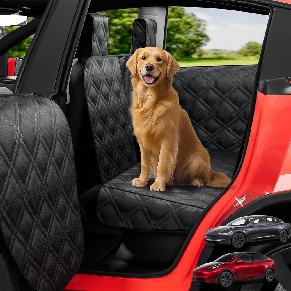 Wexyldra hard-bottom seat cover for Tesla Model Y offers sturdy back-seat support.