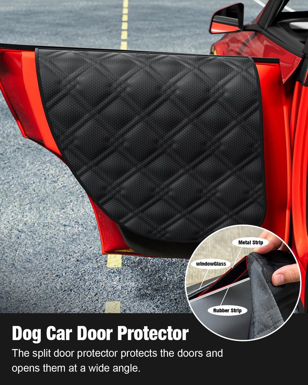 Wexyldra seat extender keeps dogs centered and comfy on back seat.