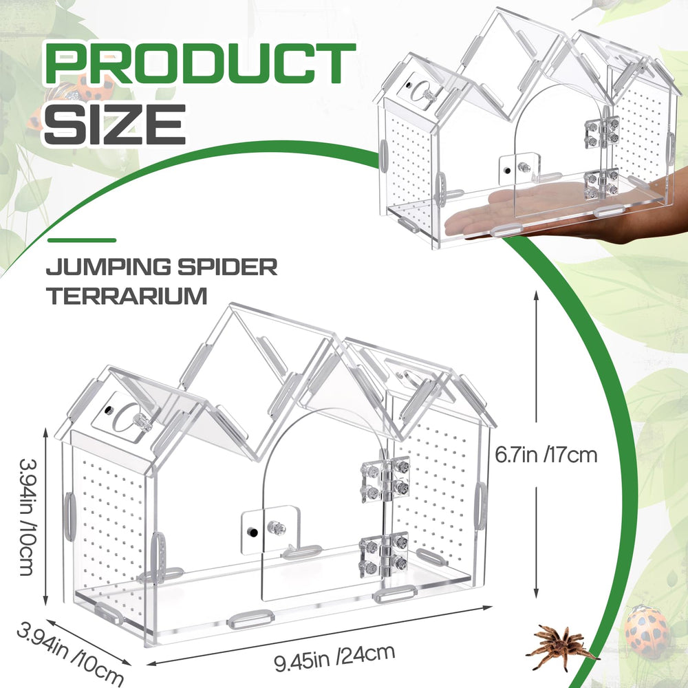 Weysat Jumping Spider Enclosure side view shows airflow and compact footprint for safe habitats.