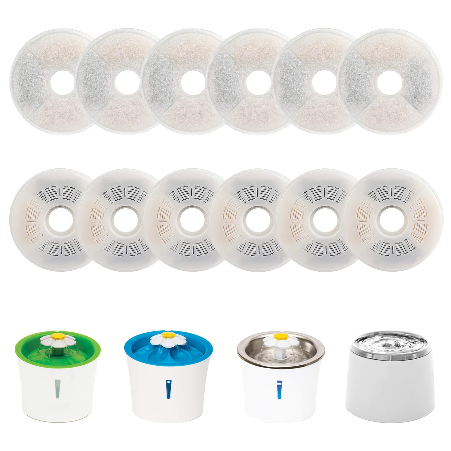 WEZEBEL catit flower fountain filters 12-pack for clean water and odor removal