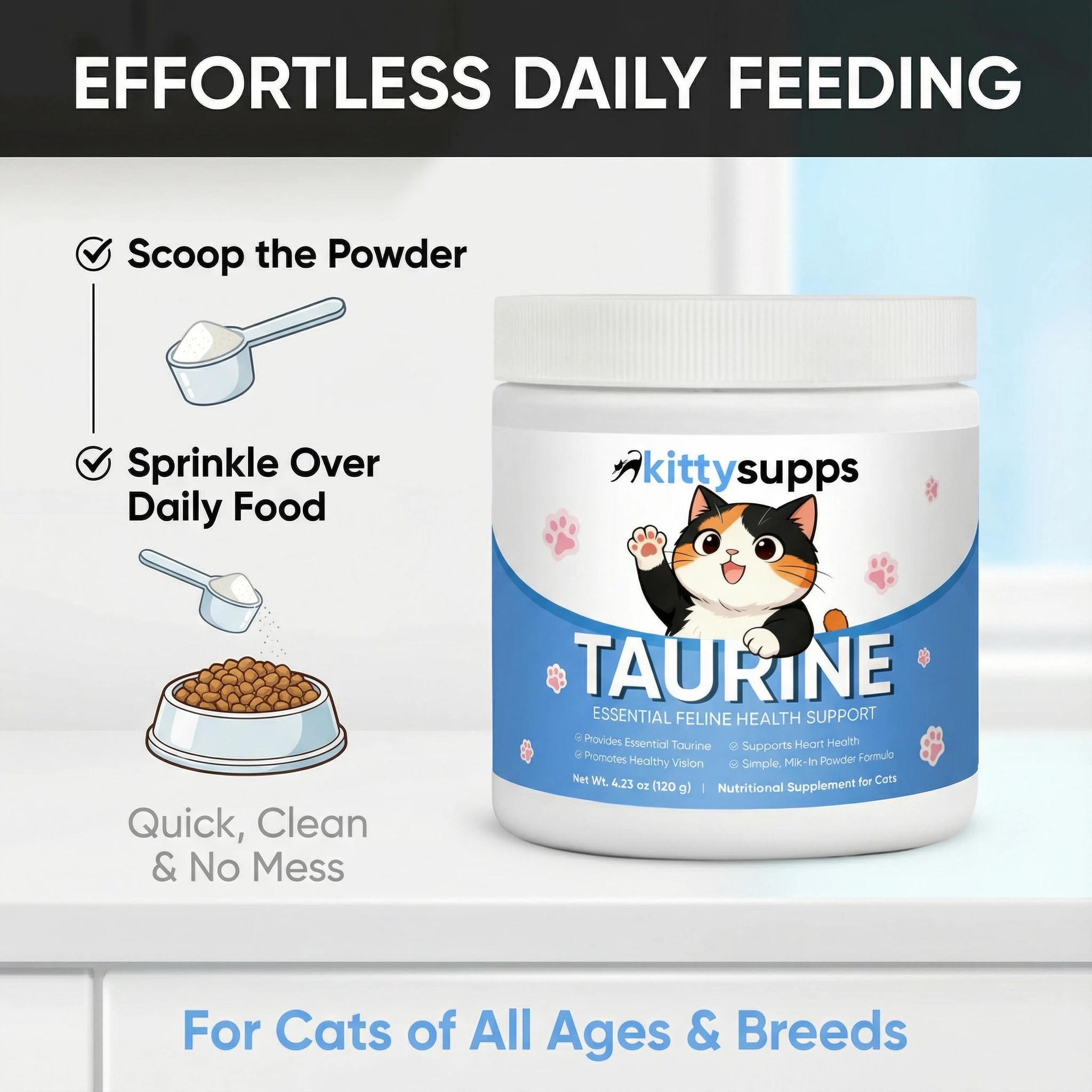 WGYPEU KittySupps Taurine suitable for kittens to seniors across life stages