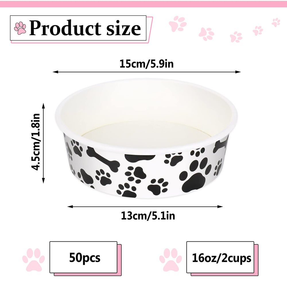 Whaline bowls white with black bone and paw pattern attract pets