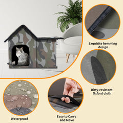 WHDPETS side door curtain on cat house enabling sheltered access
