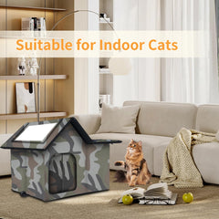 WHDPETS collapsible cat house folded for easy storage and portability