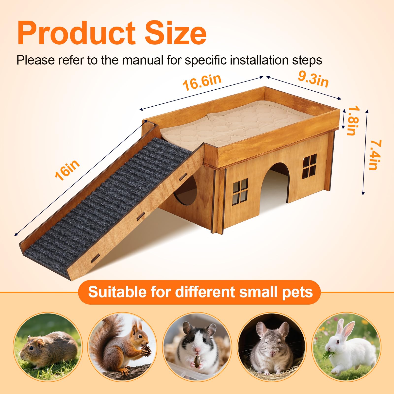 WHEARTED Large Rabbit Hideout roof platform supports exploration and rest