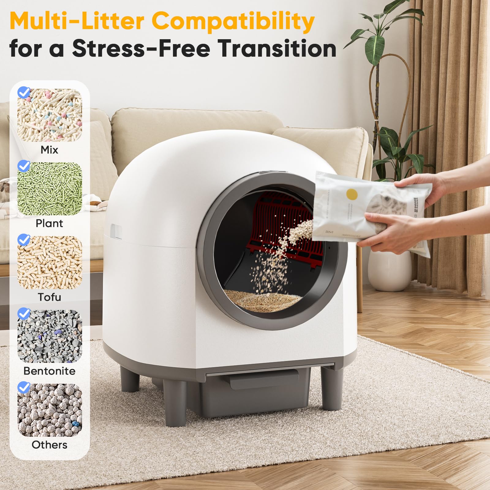 Whiffee large capacity suited for multi-cat households
