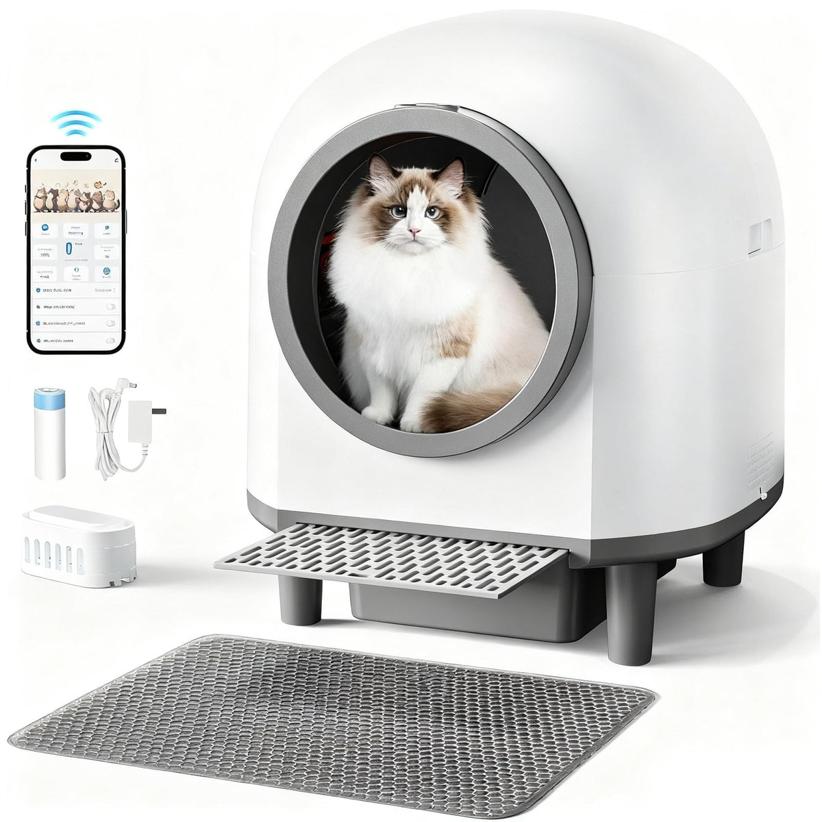 Whiffee self-cleaning litter box with an 88L chamber suitable for multiple cats