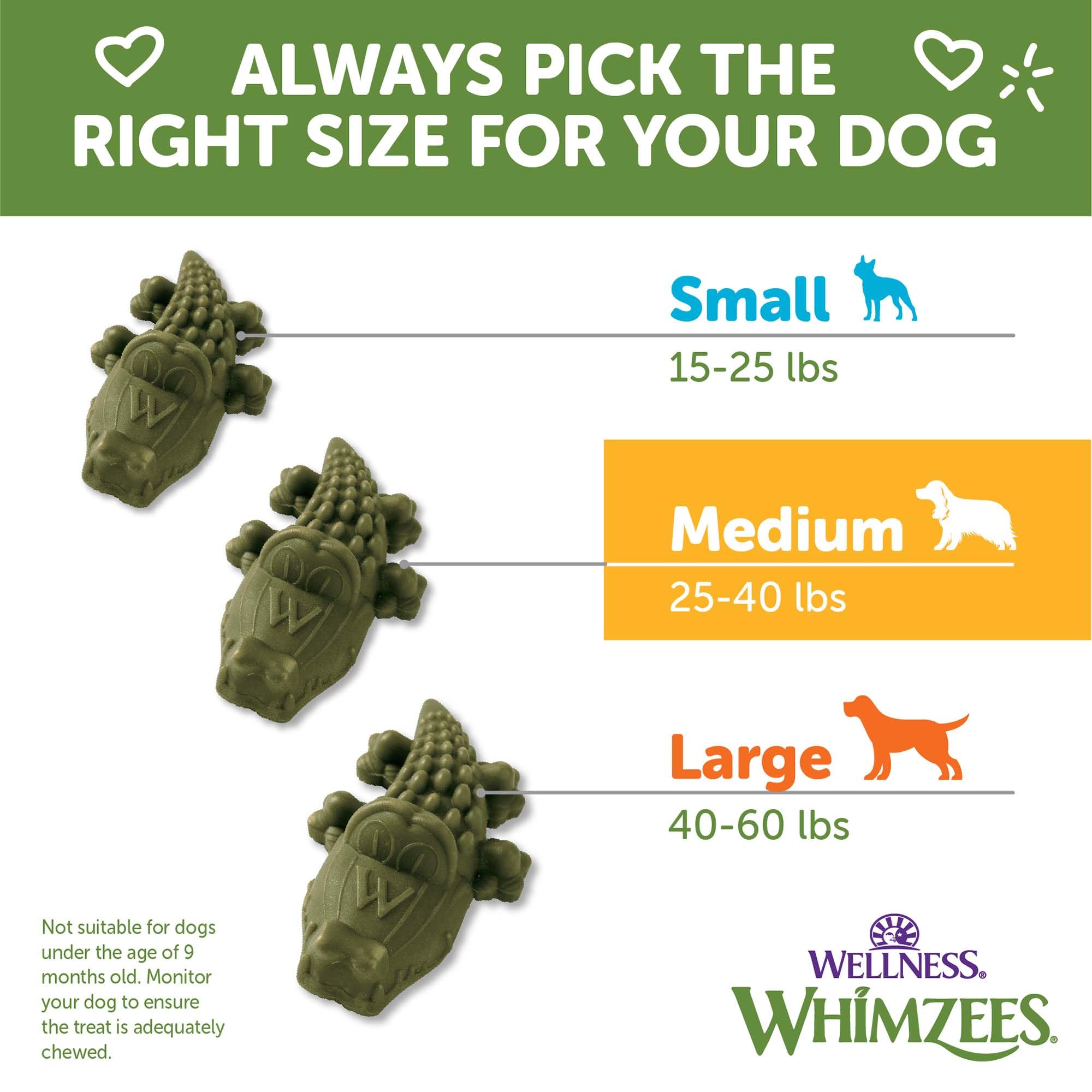 Whimzees 25-40 lbs use-dedicated dental treat.