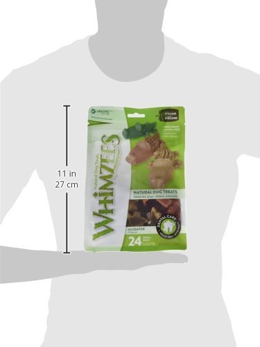 Whimzees Alligator 2-pack on display promotes healthy teeth and fresh breath.