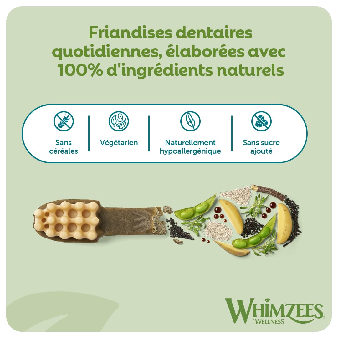 Whimzees chew-stick shape encourages longer chewing and plaque control