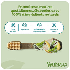 Whimzees chew-stick shape encourages longer chewing and plaque control