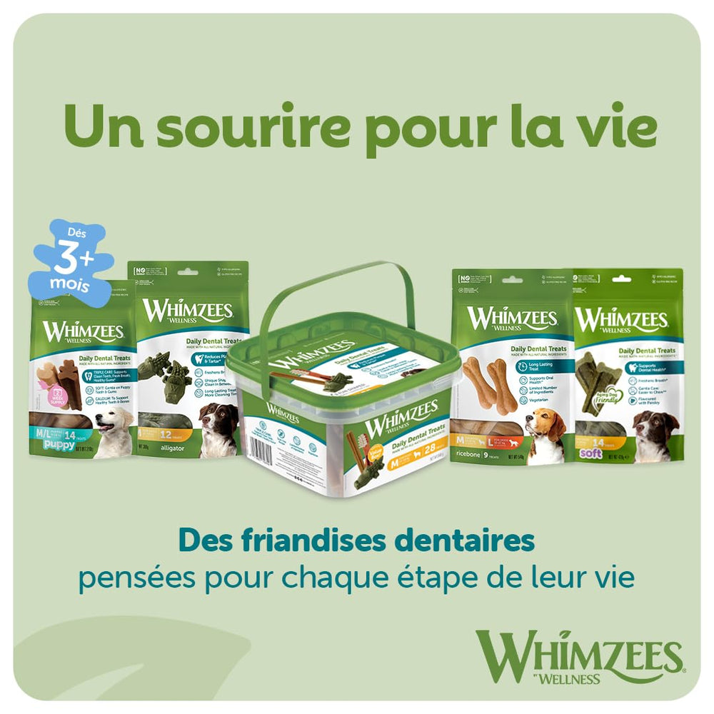 Whimzees natural potato starch chews support gentle cleaning