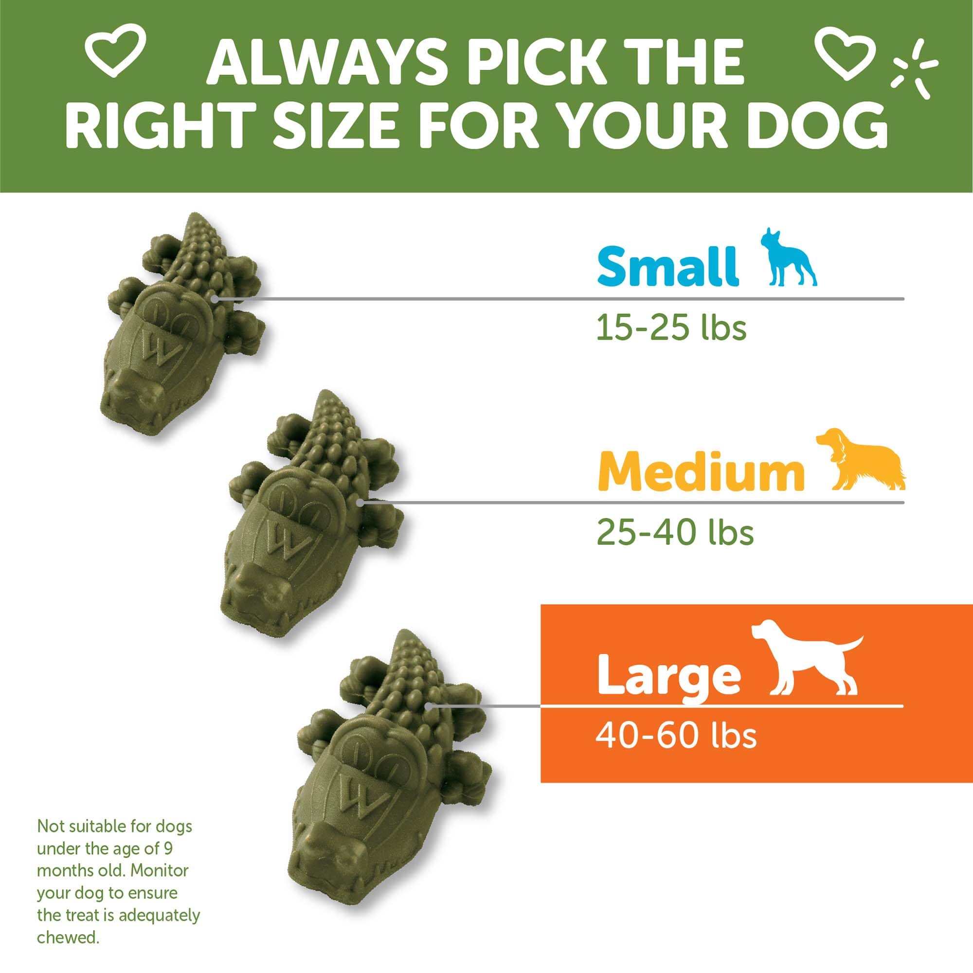 Whimzees Wellness Alligator daily chew fits into routine.
