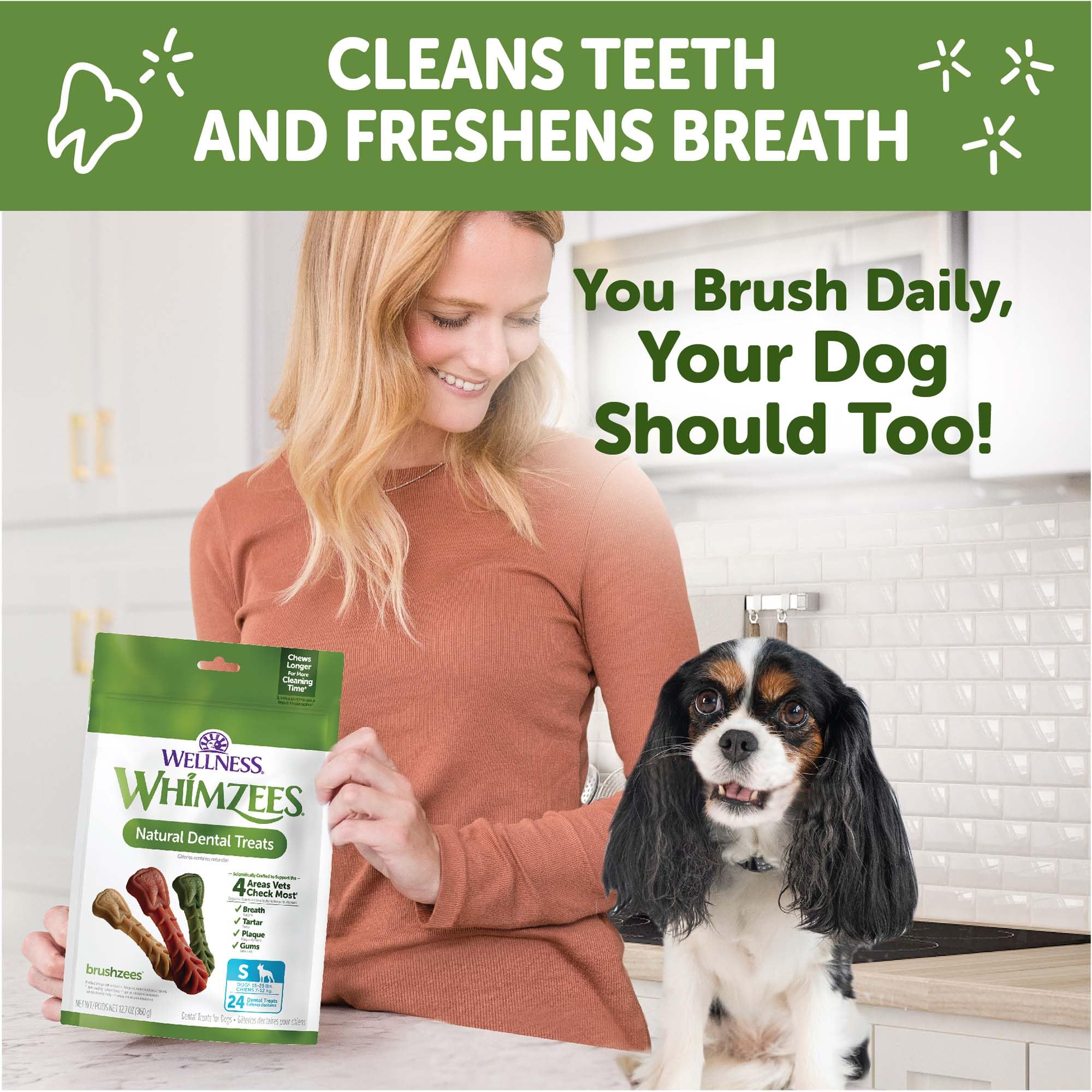Whimzees Wellness grain-free ingredients emphasize natural vegetarian dental chews
