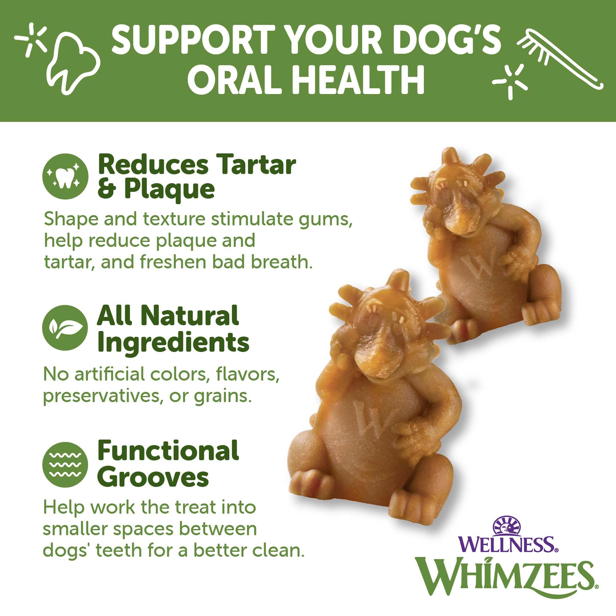 Whimzees Hedgehog chew design with paw-friendly grip