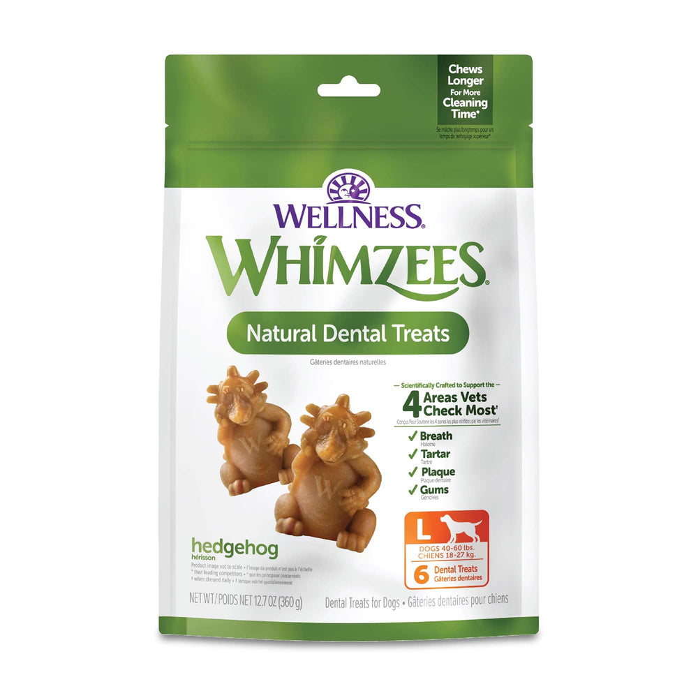 Whimzees Wellness Hedgehog dental chew large for dogs, effective teeth cleaning