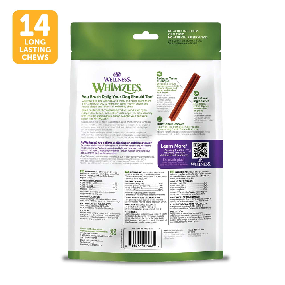 Dog offered Whimzees Stix as part of daily routine.