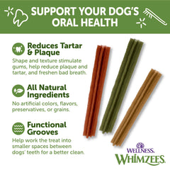 Whimzees Wellness Stix dog chewing action illustrating long chew time.