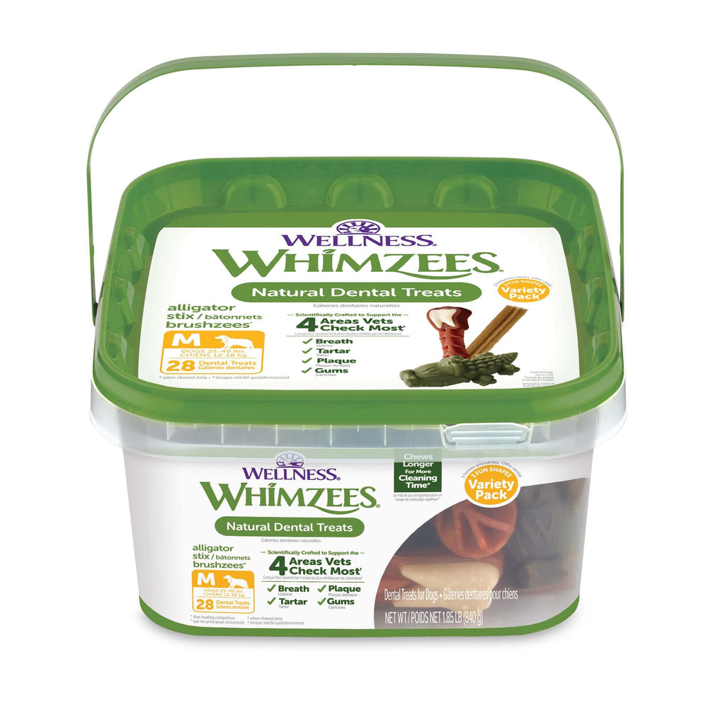Whimzees Wellness Variety Box dental chews for dogs clean teeth and fresh breath