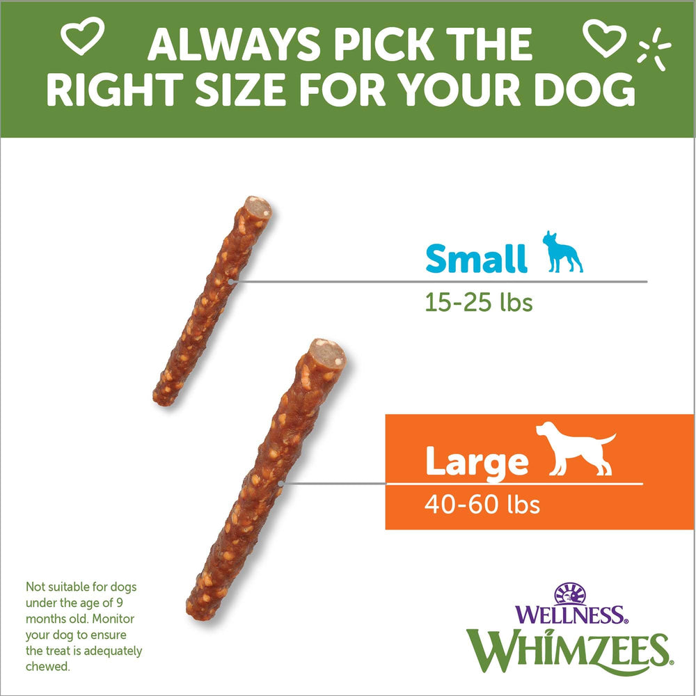 Whimzees Wellness Veggie Sausage open bag with chews visible