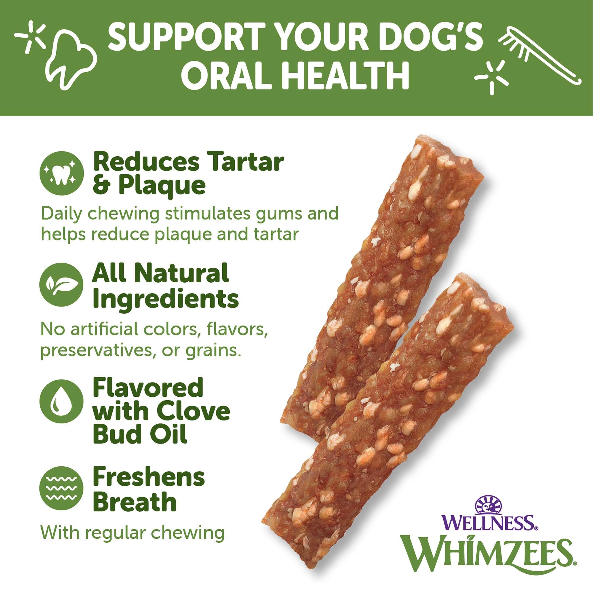 Whimzees Wellness Veggie Strip chews closeup reveals texture designed for effective chewing
