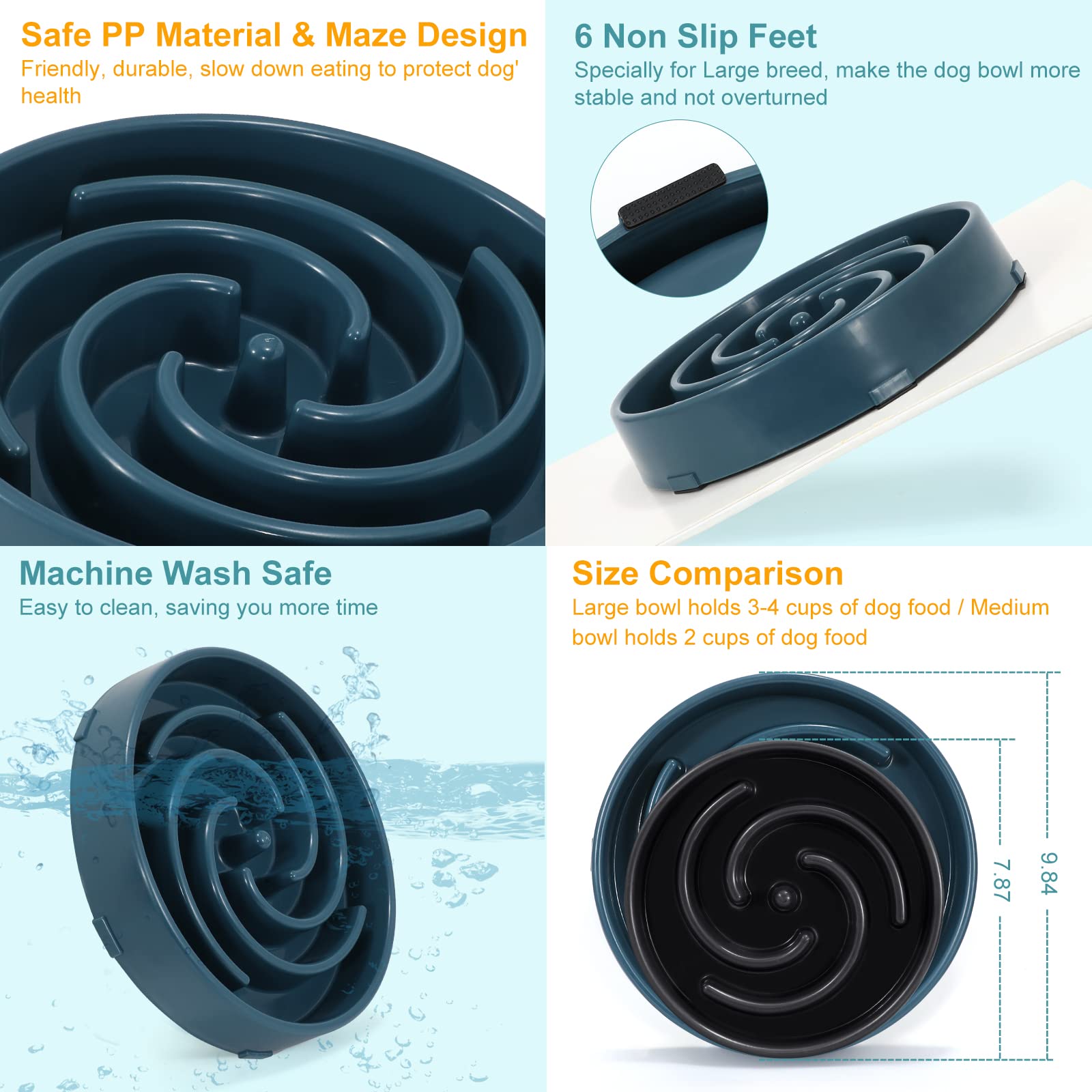 WHIPPY puzzle-pattern dog bowl engages dogs to eat mindfully.
