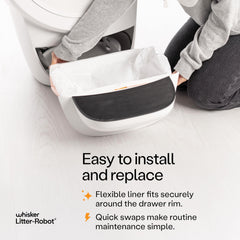 Whisker liner edges over rim for Litter-Robot 4 installation.