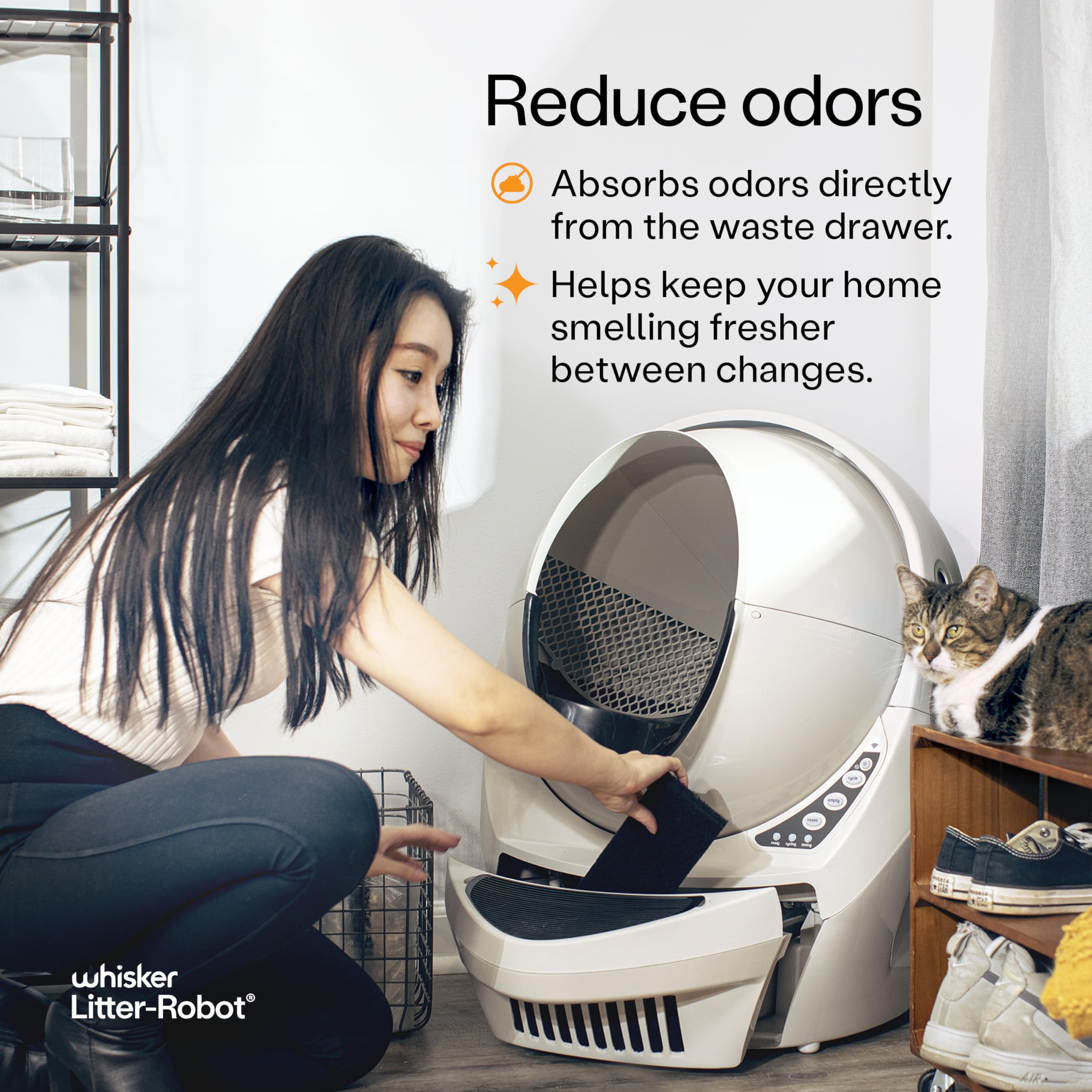 Whisker Litter-Robot 3 carbon filter, side view, moisture and odor absorption.