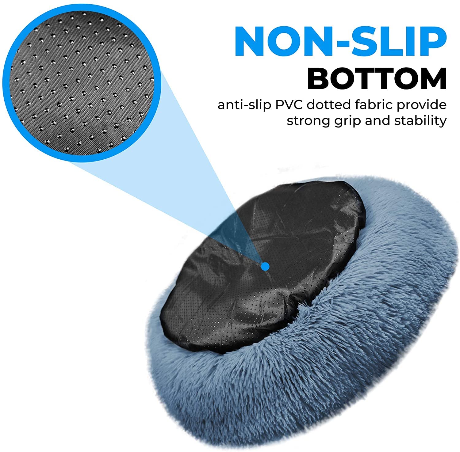 Donut design with self-warming encourages nest-like calm and security.