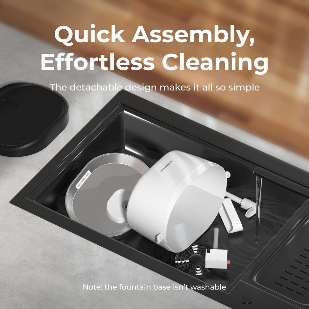 Whiskertons EverMount filtration system removes odors and debris for clear water.