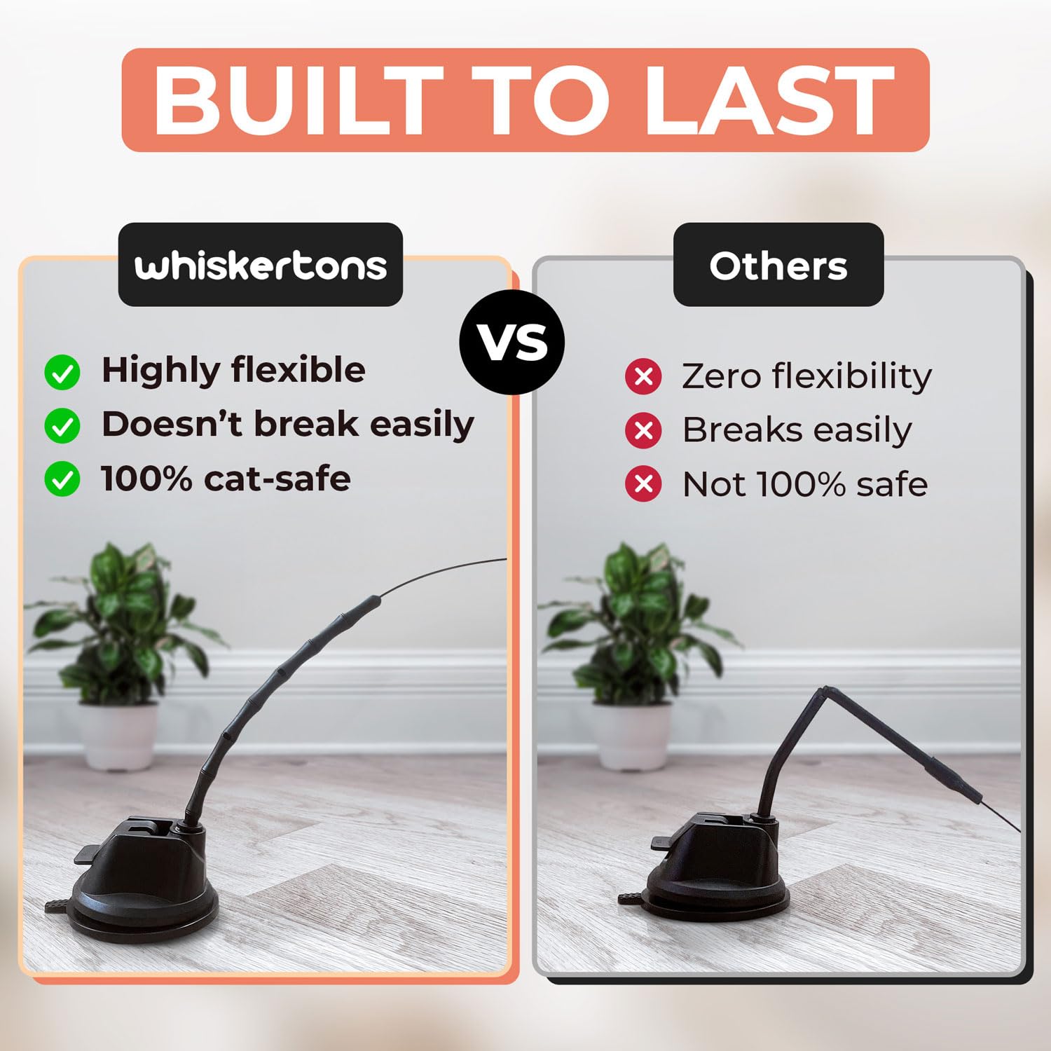 Whiskertons bird toy setup showing horizontal and vertical mounting