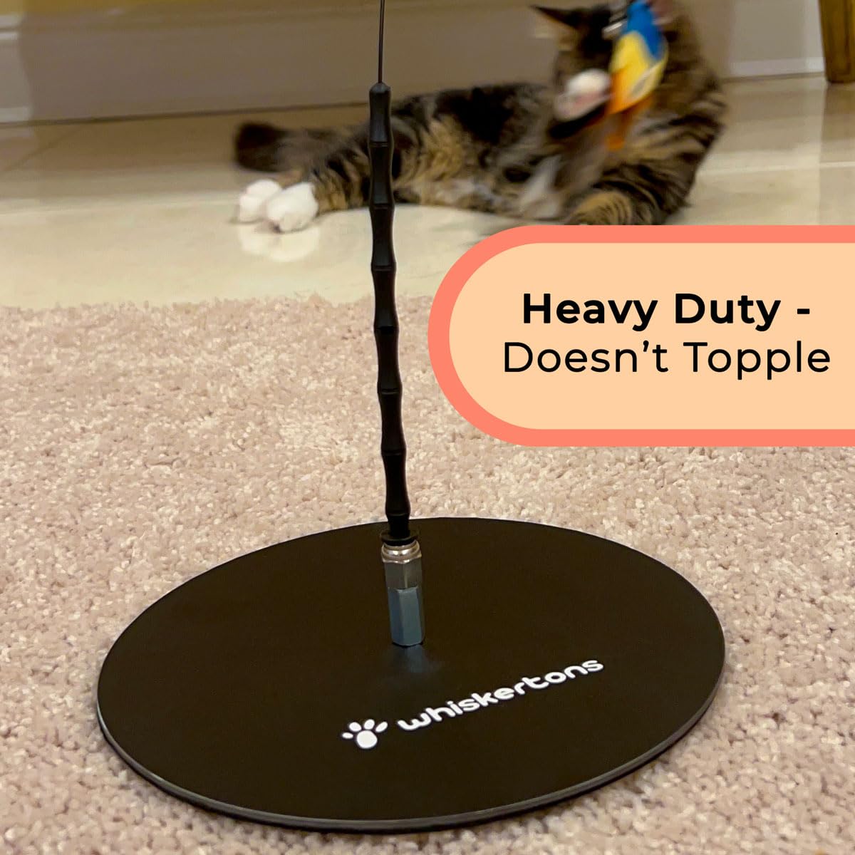 Whiskertons self-holding base showcases easy, hands-free setup.