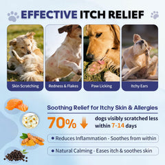 Whiskopia Allergy Relief Chews ingredients panel – omega-3 and vitamins for healthier skin.