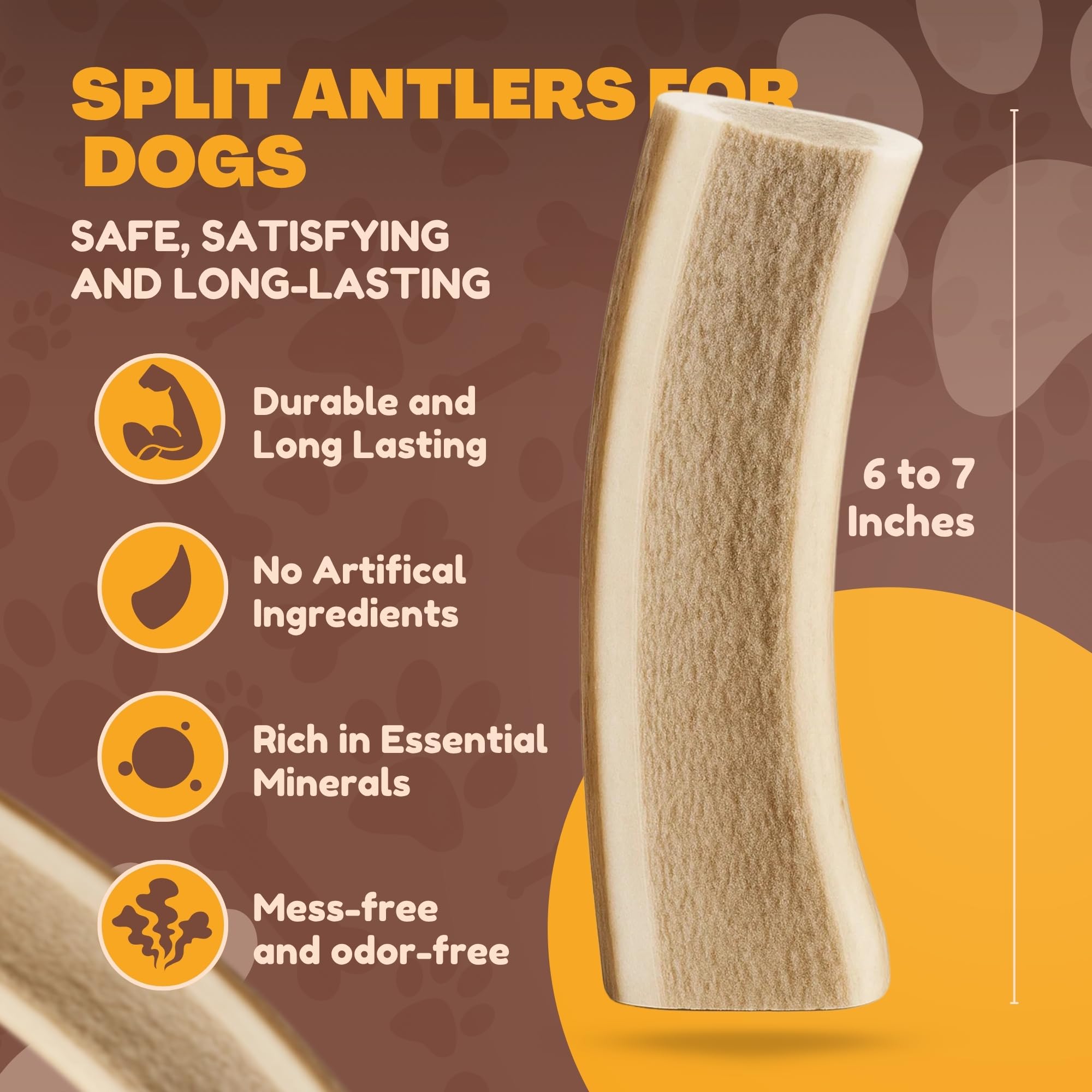 WhiteTail Naturals half-cut elk antlers — natural additive-free chewing option