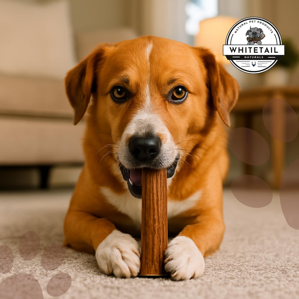 WhiteTail Naturals medium chew supports your dog's natural chewing instinct.