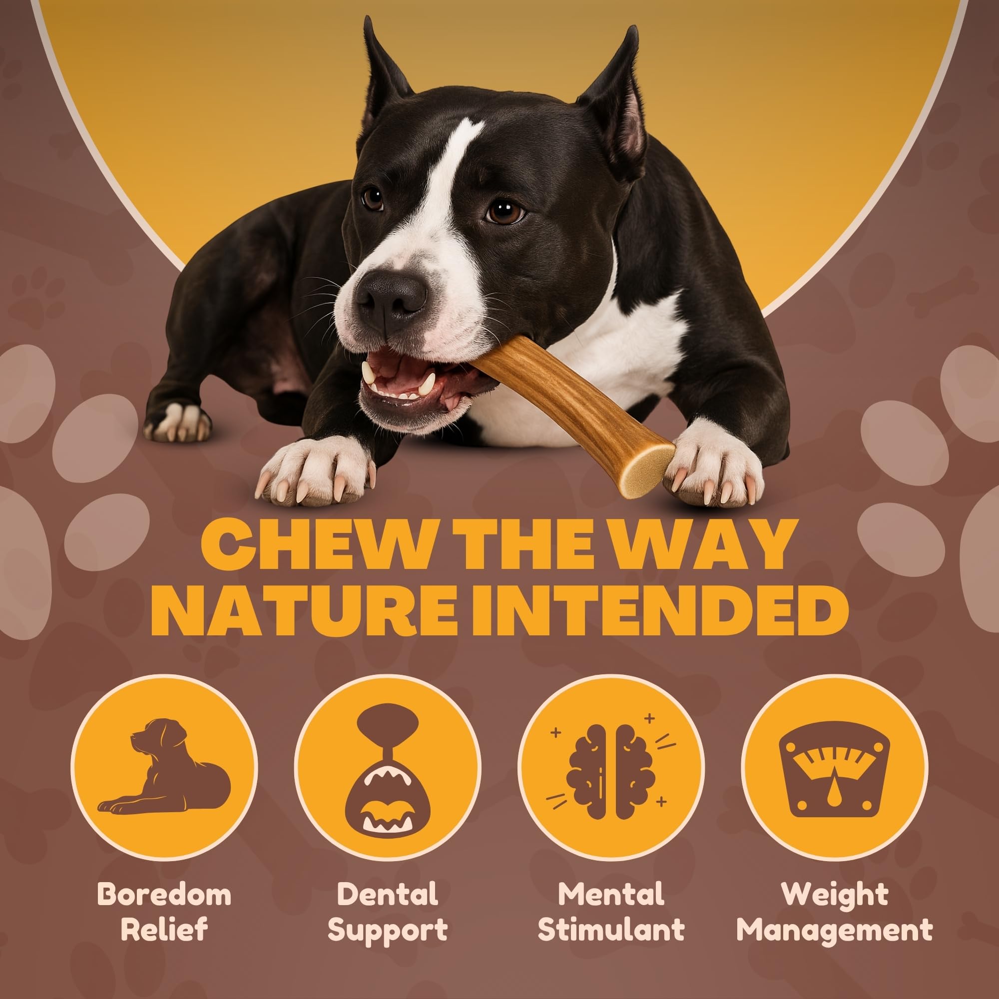 WhiteTail Naturals dog chew shows breath-friendly, odorless alternative to rawhide.