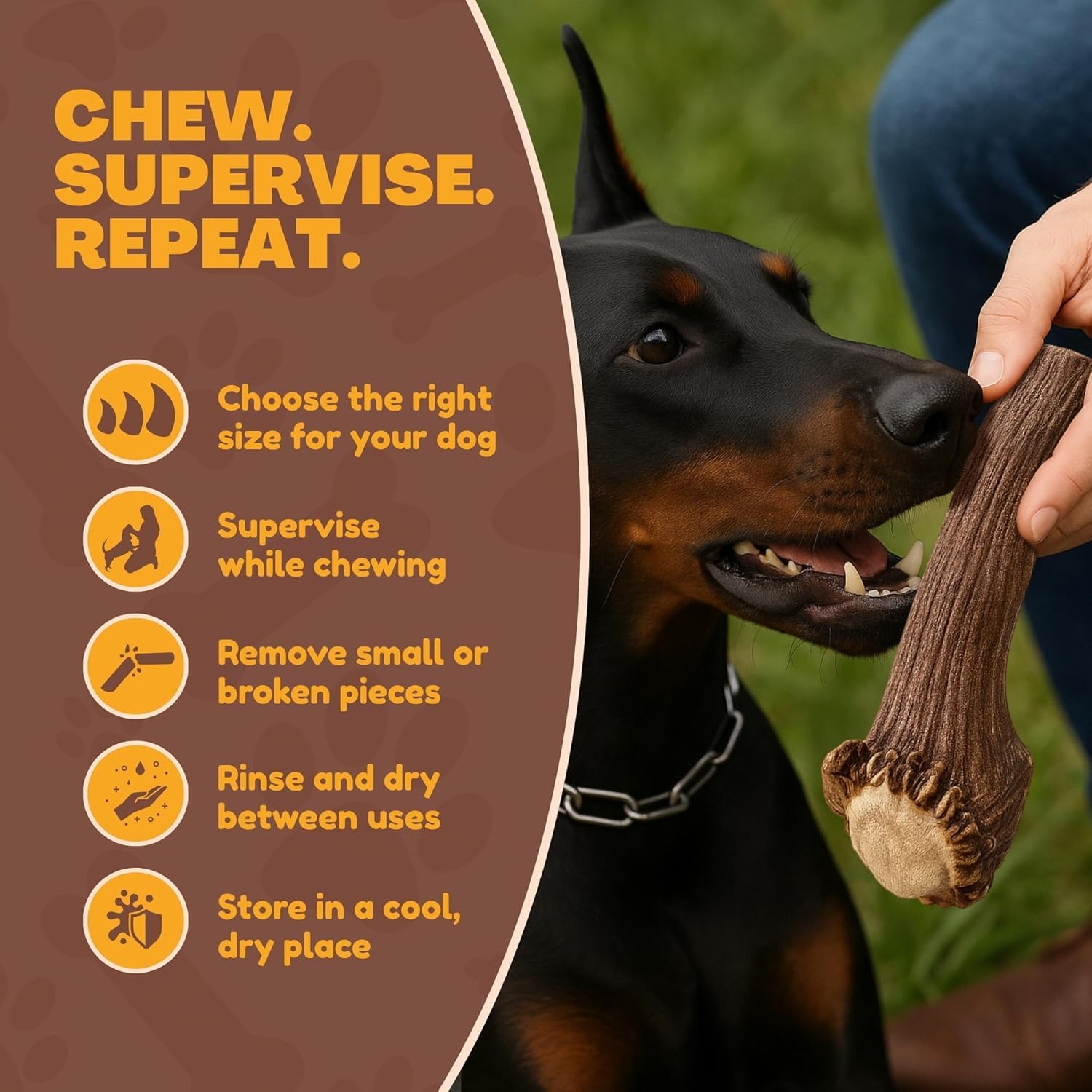 WhiteTail Naturals large-dog chew satisfies chewing instincts and reduces boredom