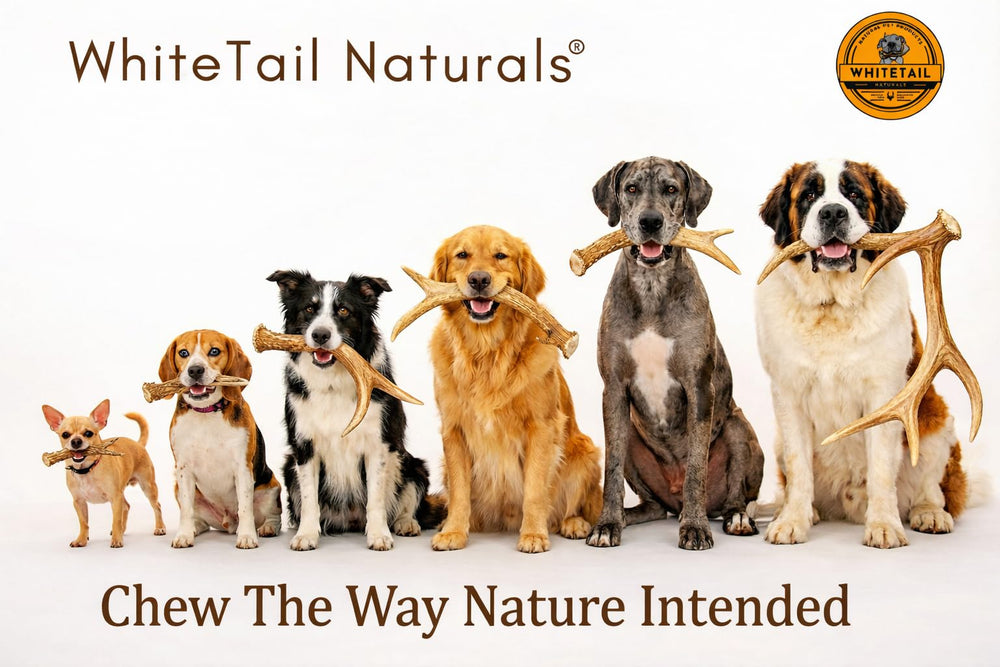 WhiteTail Naturals large dog chews — sturdy elk antlers for big breeds.