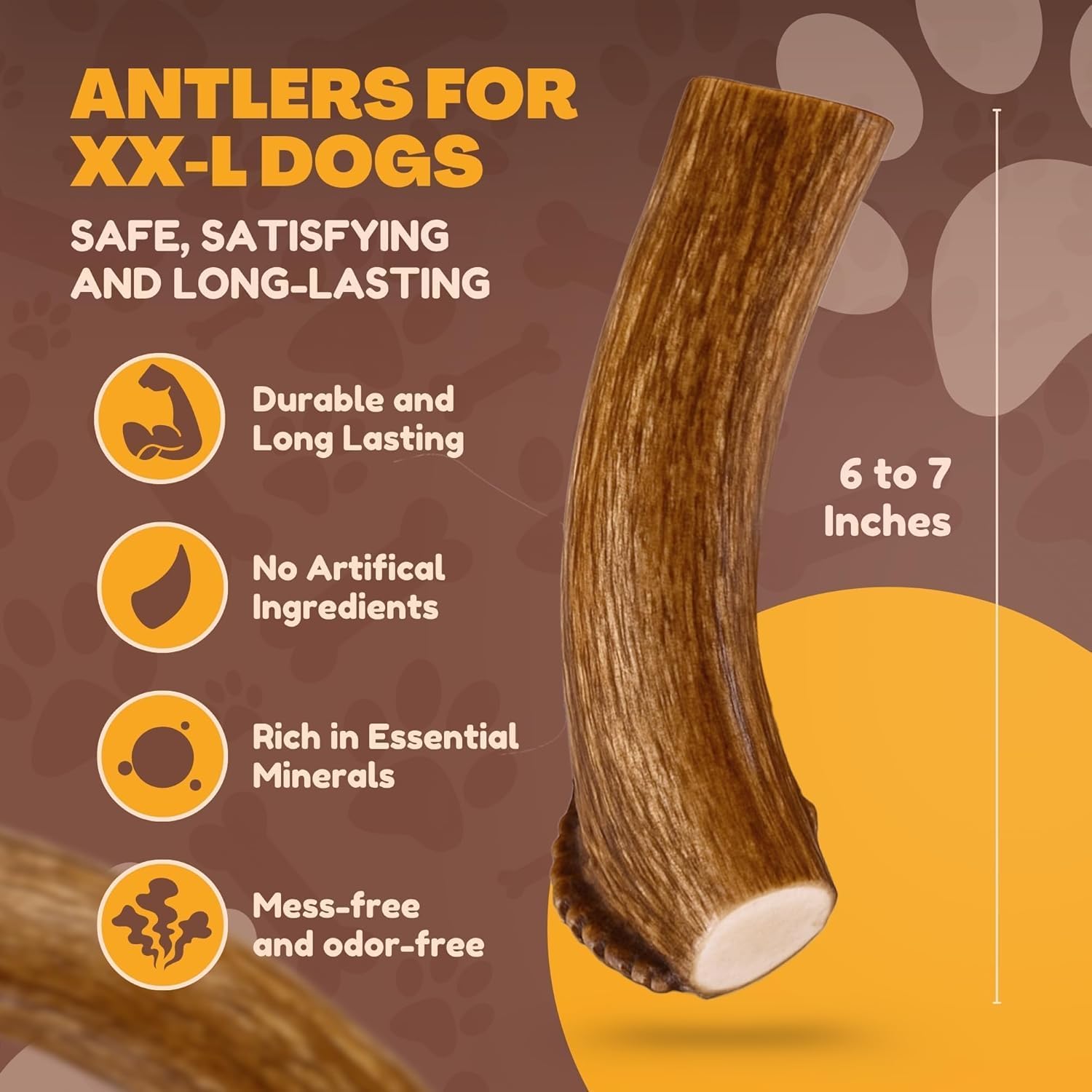 WhiteTail Naturals odorless deer antler chew for mess-free indoor chewing