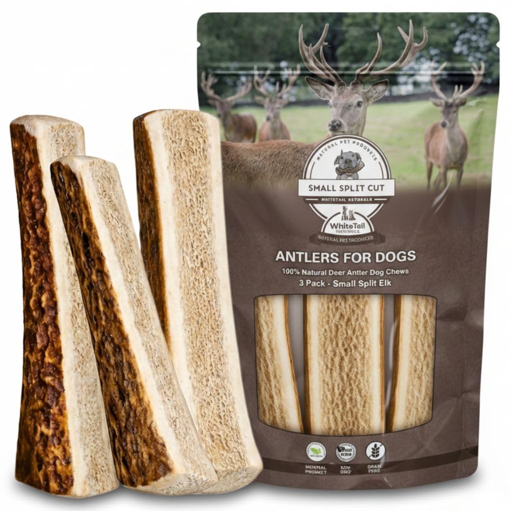 WhiteTail Naturals split elk antlers for dogs, durable natural chew for small to medium breeds