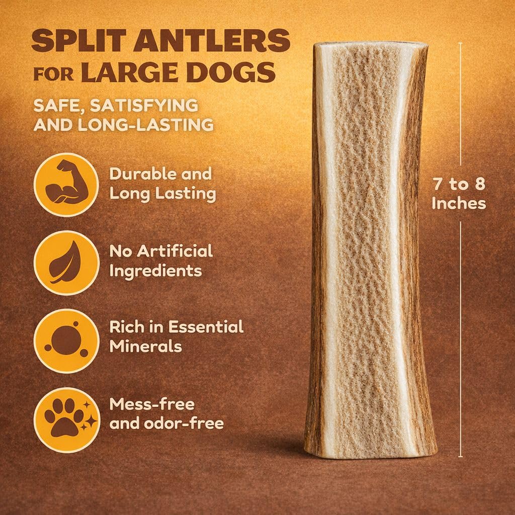 WhiteTail Naturals large split elk antlers 6-7 inches, tough chew for aggressive chewers.