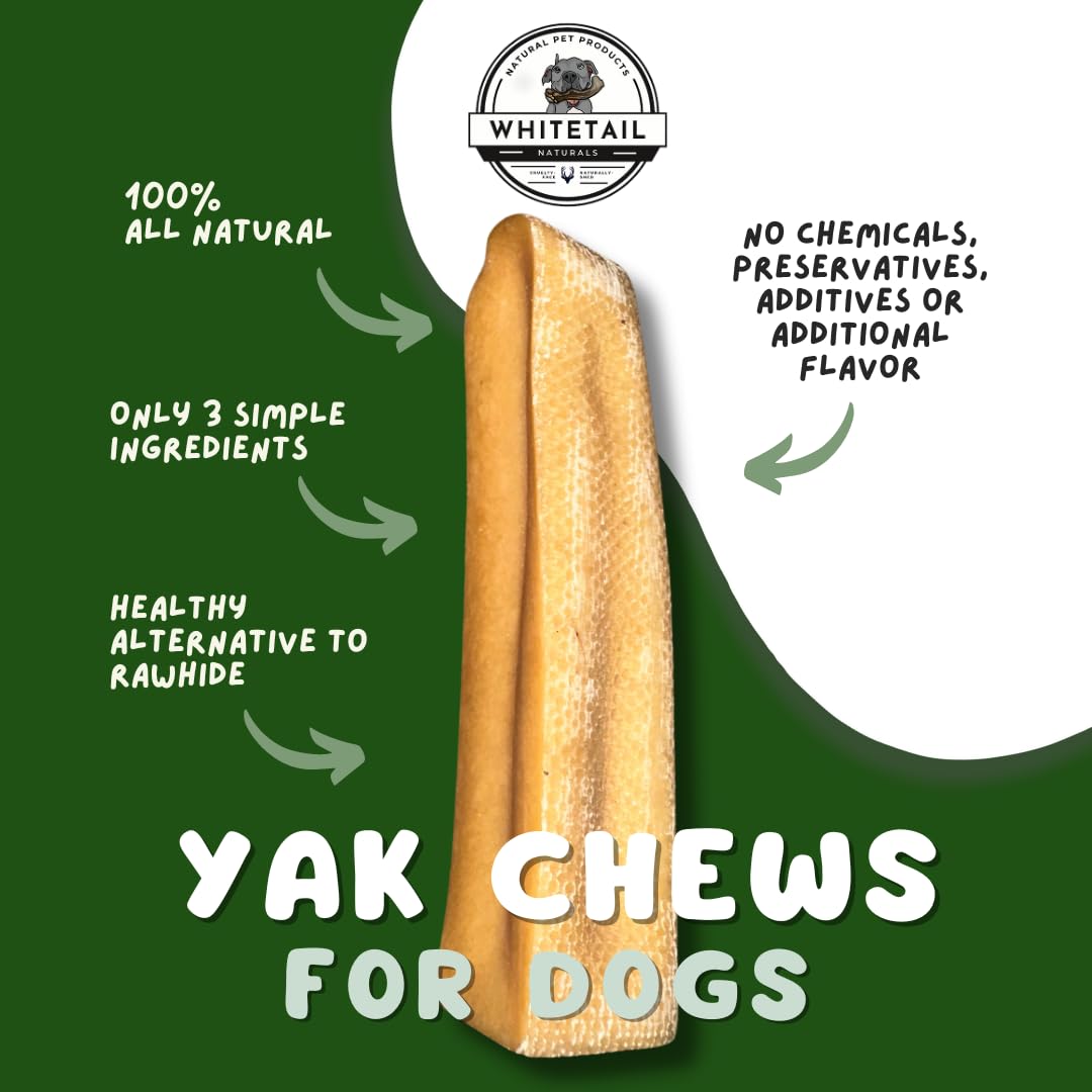 WhiteTail Naturals Yak Cheese Dog Chews closeup—natural ingredients for healthy chewing.
