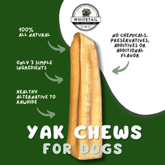 WhiteTail Naturals Yak Cheese Dog Chews closeup—natural ingredients for healthy chewing.
