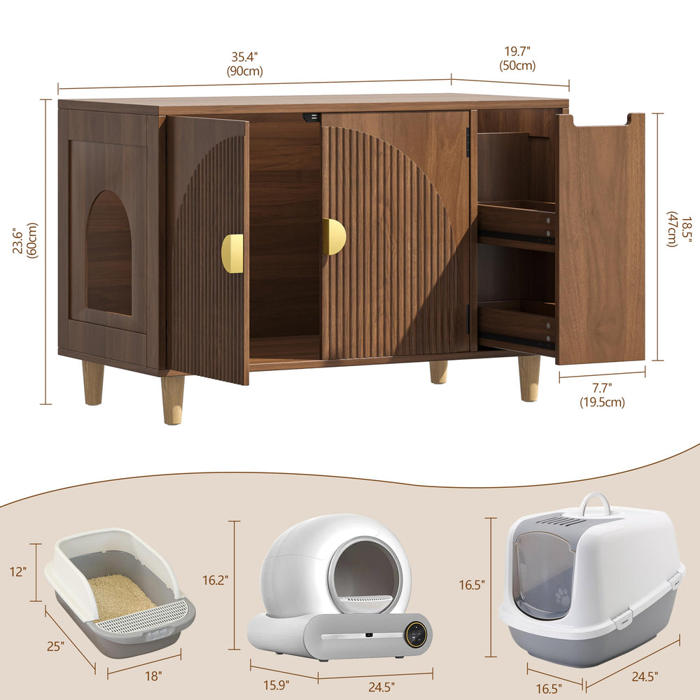 Whiurmezz litter enclosure drawer storage demonstrates two-drawer organization