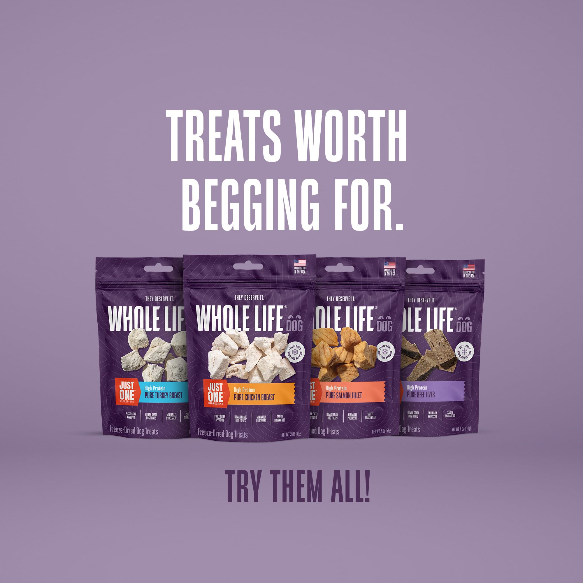 Training-ready Whole Life Just One Chicken freeze-dried snacks for dogs