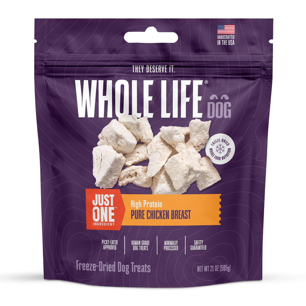 Whole Life Just One Chicken freeze-dried treat pack for protein-rich snacking
