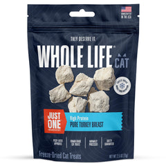 Whole Life Pet Just One Turkey cat treats bag of freeze-dried turkey for a protein-rich snack